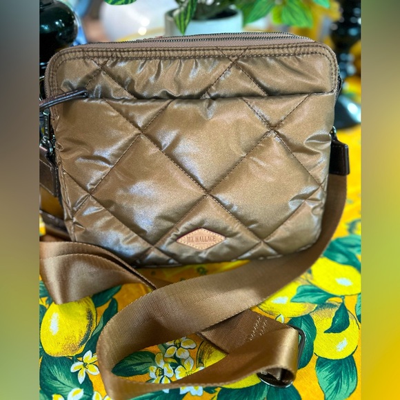 MZ Wallace Bowery Quilted Nylon Crossbody Bag Metallic Copper Bronze Purse Mint! - Picture 1 of 13